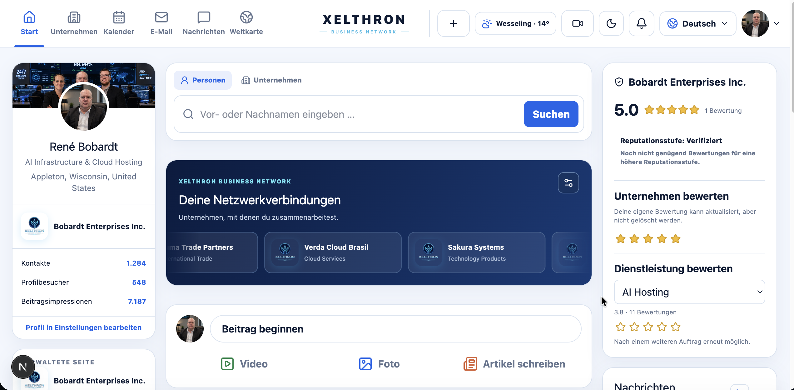 Echte Vorschau des XBN Business-Dashboards